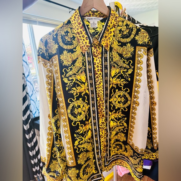 Vintage Italian Paolo Santini - Italian - Versace Baroque Style Print - Size 16 - Picture 7 of 9